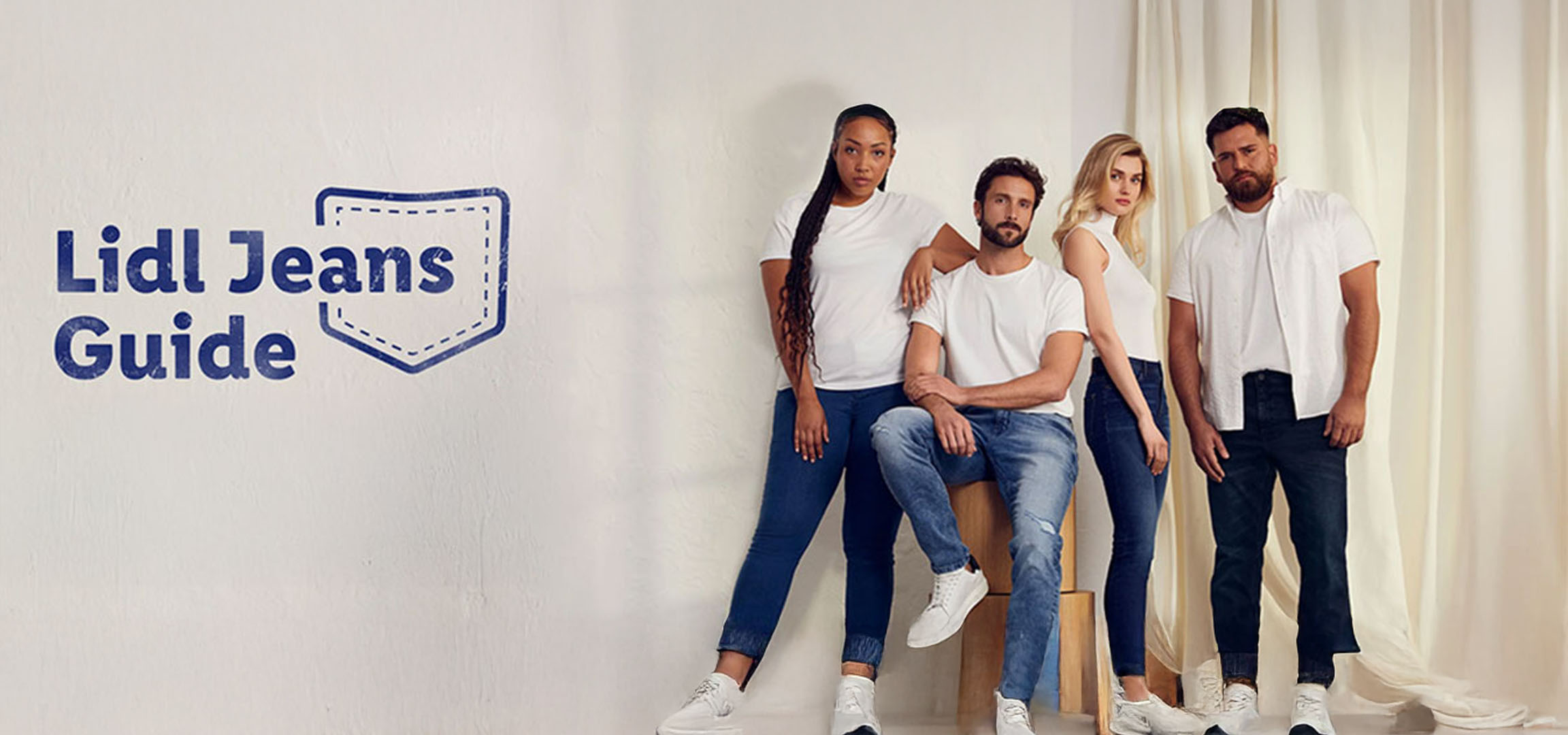 Lidl Jeans Guide: Modelle präsentieren verschiedene Jeans.